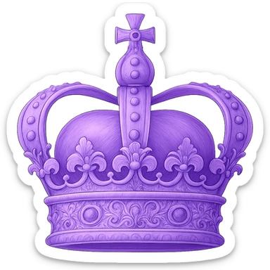 Create an image of a purple crown (corona morada) in a light style with transparent background. Add more details and elegant ornamentation to the crown, emphasizing refinement and sophistication. The style should be clear and bright, suitable for editing and enhancement. sticker