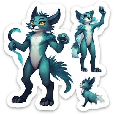 Cool cute Kawaii edgy fantasy shiny animal  fursona Fionbri vernid by griffsnuff & LiLaiRa & Falvie full body sticker