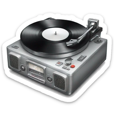 Silver record player  sticker