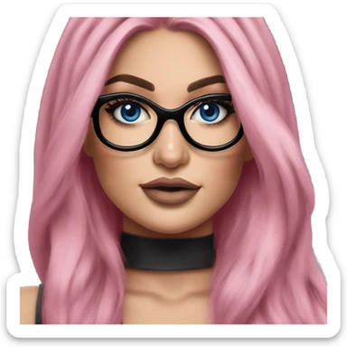 Photo Realistic kylie jenner stylish pink hair BLUE eyes and glasses elegant  sticker