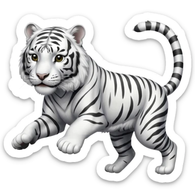 A white tiger pouncing at the screen with silver accsents make it less cartoon looking and more realism  sticker
