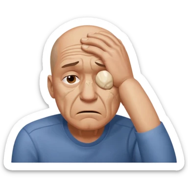 Emoji of a person 🧍‍♂️ looks down with his head and put his hand on his forehead but not just put his and make it look like he smashed that on his forehead sticker