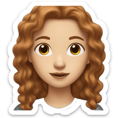 white woman with brown wavy hair shows love🫶🏻 sticker