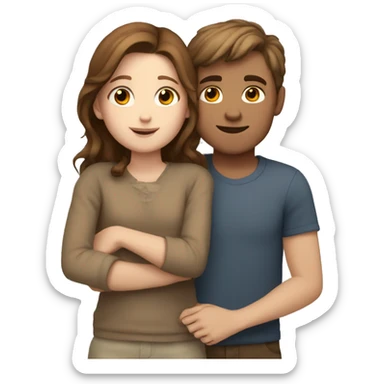 white boy and brown haired girl cuddling sticker