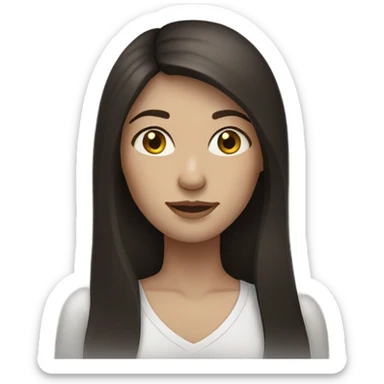 woman long dark brown hair pale skin sticker