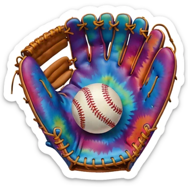 Baseball in a tie dye glove sticker