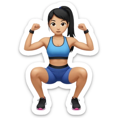 Women with long black ponytail doing a squat sticker