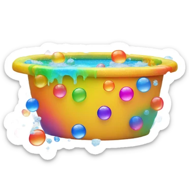Rainbow jacuzzi overflowing with bubbles  sticker