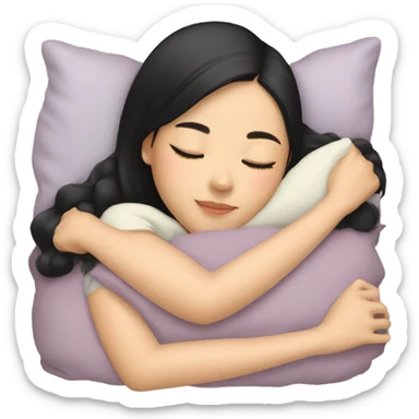 Asian girl with black hair napping sticker