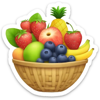 fruit basket with strawberry cherry pineapple blueberry mango grape kiwi & watermelon  sticker