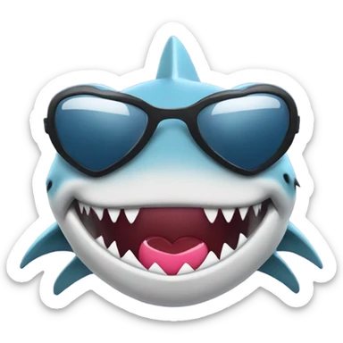 shark with heart glasses sticker