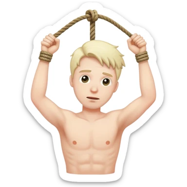 A man who’s hanging himself with a rope  sticker