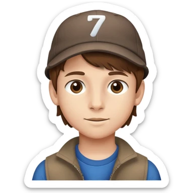 garcon de douze ans avec un coupe casquette au cheveux brun qui est blanc sticker