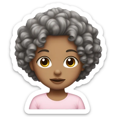 Black curly hair white girl with baby pink shirt sticker