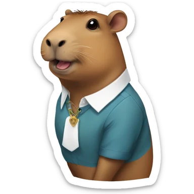capybara with tattoos and a collared shirt sticker