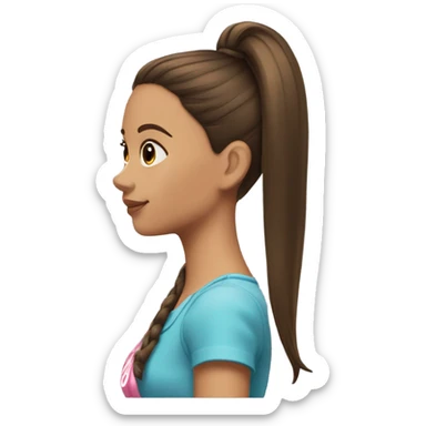 girl side profile brunette barbie style ponytail  sticker