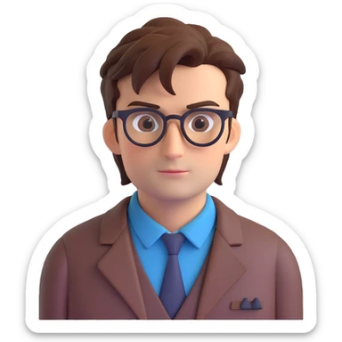 Tenth Doctor from Doctor Who wearing glasses sticker