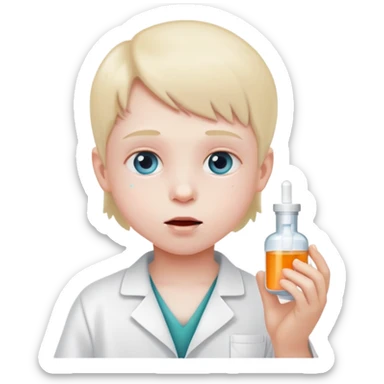 enfant qui prent un medicament (met le en interdiction car risque de intoxication) sticker