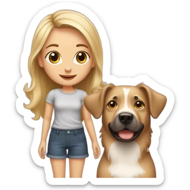A cute blonde girl with her Aussie dog sticker