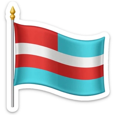 Flag with 3 horizontal stripes: first is white second is cyan third is red sticker