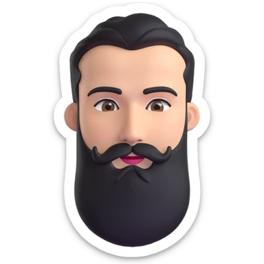 man with thick beard and connected eyebrows that meet in the middle sticker
