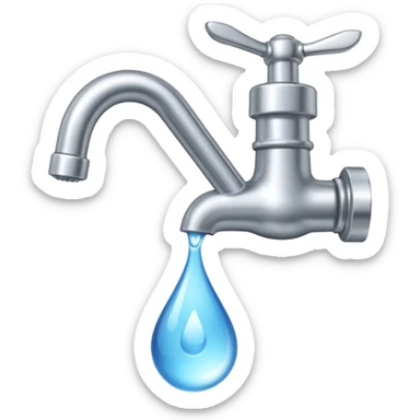 a faucet with a water droplet at the end sticker