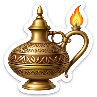 traditional middle eastern oil lamp with flame sticker