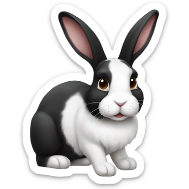 black and white dutch rabbit (ios7 style) sticker
