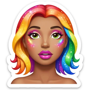 rainbow sparkles on lush, full lips sticker