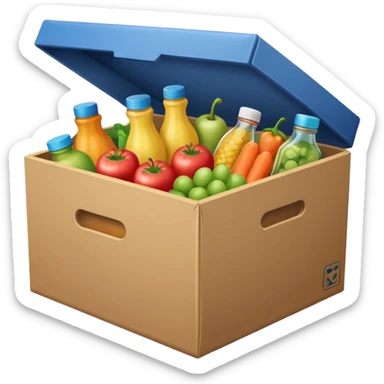 A box of groceries from the store sticker