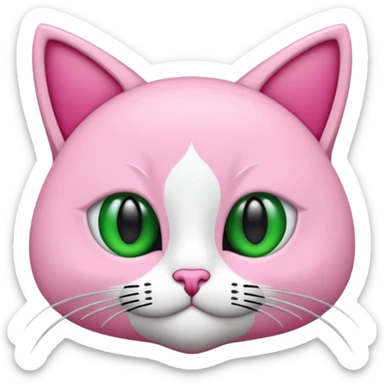 Bir siyah renkli kedi gözleri yeşil ve oturuyor boynunda tasma pembe var sticker