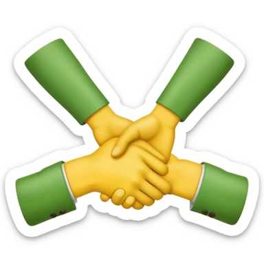 green hand and yellow hand handshake sticker