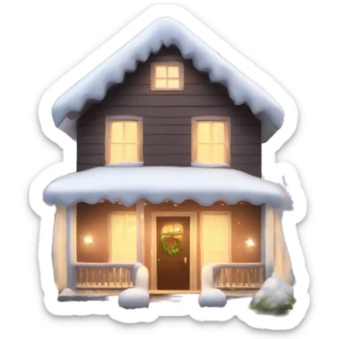 cozy house with white Christmas lights and snow sticker