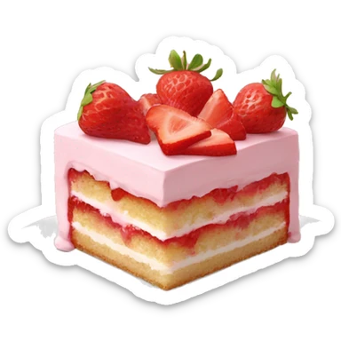 high quality slice of strawberry cake with NO DISH sticker