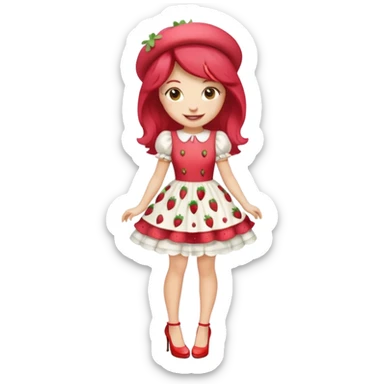 pretty and cute realistic modern day strawberry shortcake full body with high heels emoji sticker