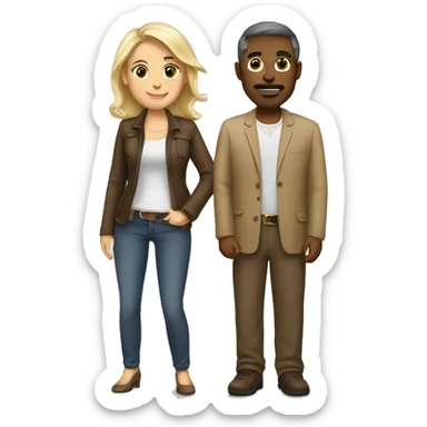 Brunette wife blonde & brown husband sticker
