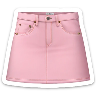 Realistic A-line high waisted pink denim skirt, isolated sticker