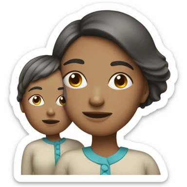 mom and child emoji with large heads and bodies sticker