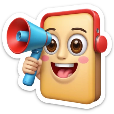 UN TELEFONO CELULAR CON OJOS Y BOCA QUE TENGA UN MEGAFONO Y ESTE PARADO sticker