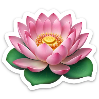 blooming lotus with leaf sticker