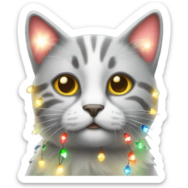 Christmas cat covered in Christmas lights  sticker
