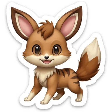 Meloetta-Eevee-Bobcat-Furret-Pokémon-Fakémon-fusion-creature sticker