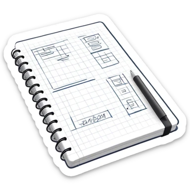 a notebook with lots of technical sketches sticker