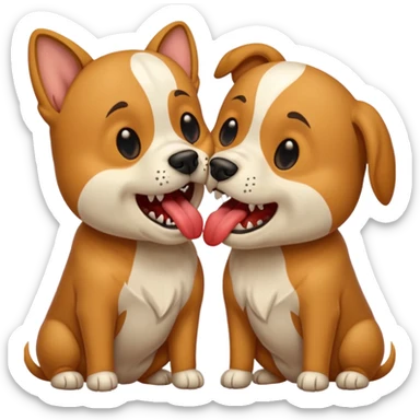 dogs kissing agressively sticker