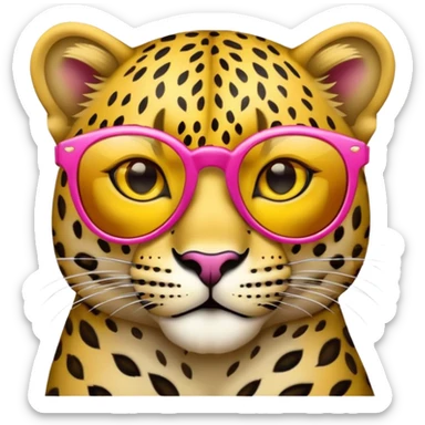 Un leopardo con gafas de sol rosas sticker