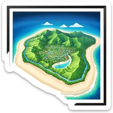 Guadeloupe dans sa forme géographique réelle, vue du dessus sticker