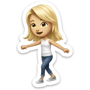 Blonde girl doing the potty dance sticker