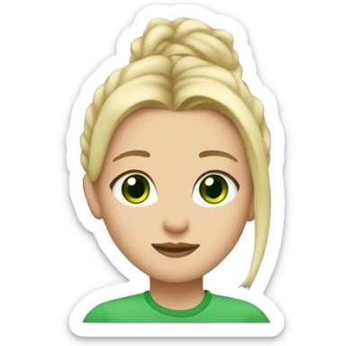 she have blonde hair and green eyes and airpods sticker