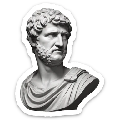 pyrrhus of epirus - based on this bust - https://www.meisterdrucke.uk/fine-art-prints/Roman-Roman/1021515/Bust-of-Pyrrhus-I-%28or-Pyrrhos%29-King-of-Epire-from-306-to-272-BC.html sticker