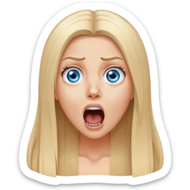 beautiful white girl with long straight blonde hair blue eyes screaming scared terrified  sticker